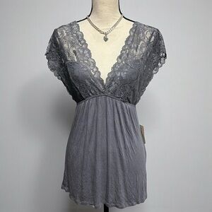 Y2K Forever 21 Deadstock Lace Deep V Top